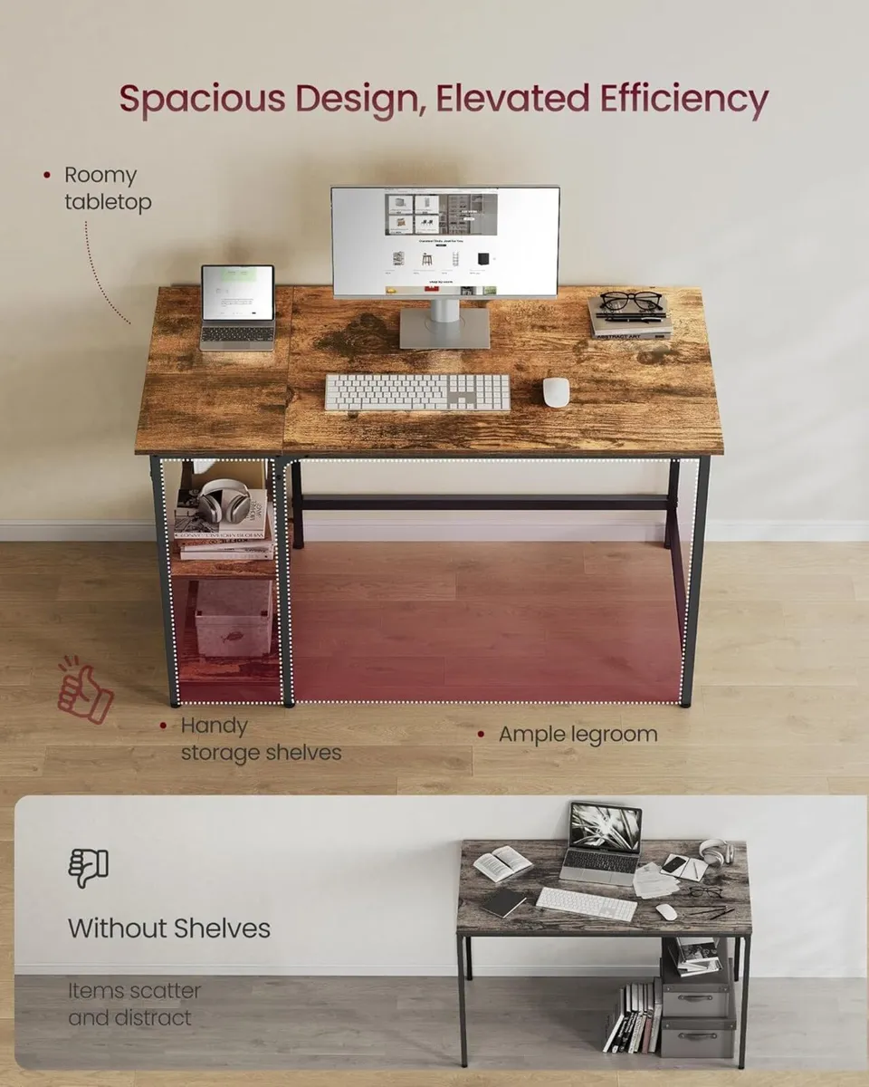 Computer Desk Writing with 2 Shelves on Left - Image 4