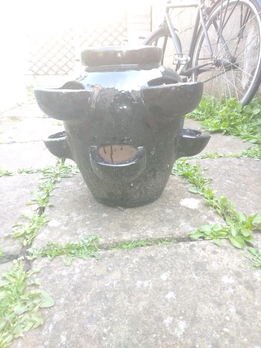 Large Ceramic Herb/Strawberry Pot - Image 2