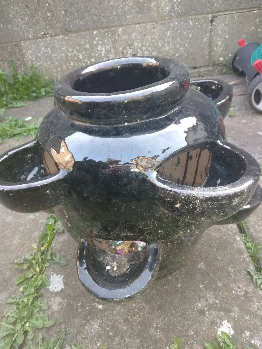 Large Ceramic Herb/Strawberry Pot - Image 1