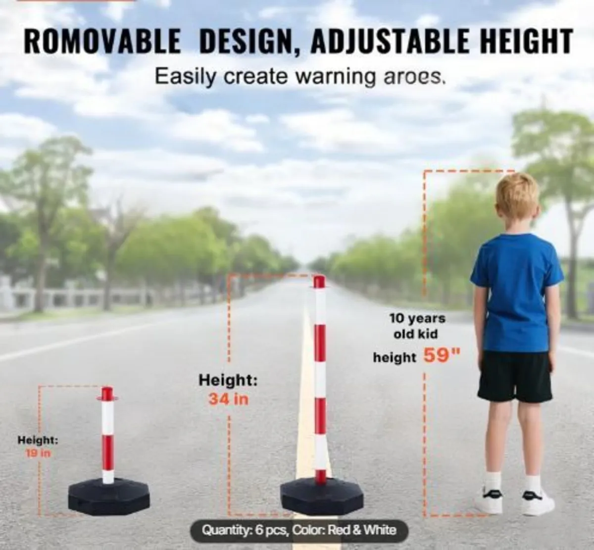 Adjustable Traffic Delineator Post Cones, 6 Pack - Image 2