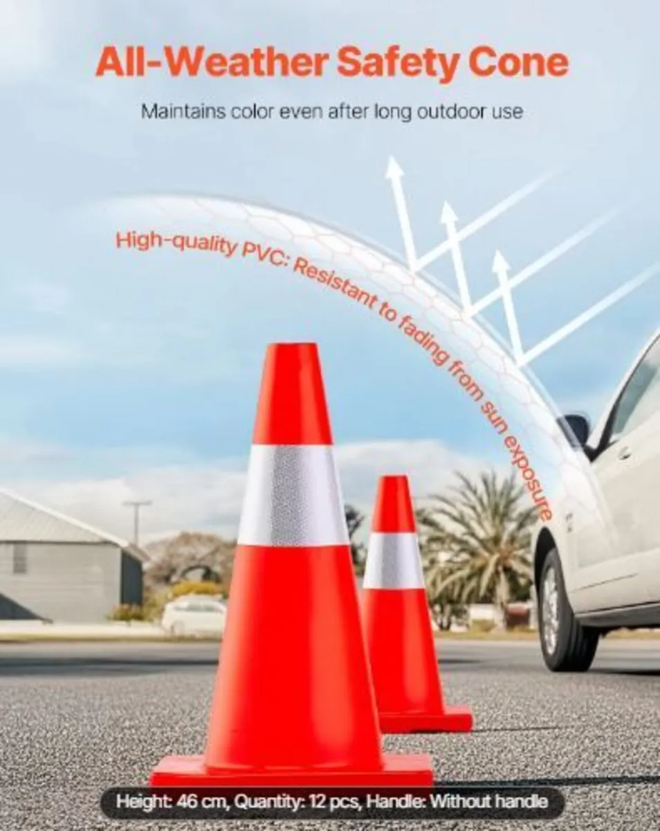 12Pack 18" Traffic Cones, Safety Road Parking - Image 4