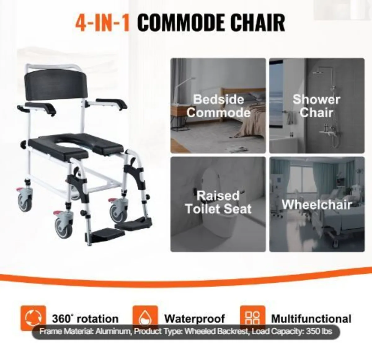 Shower Commode Wheelchair - Image 4