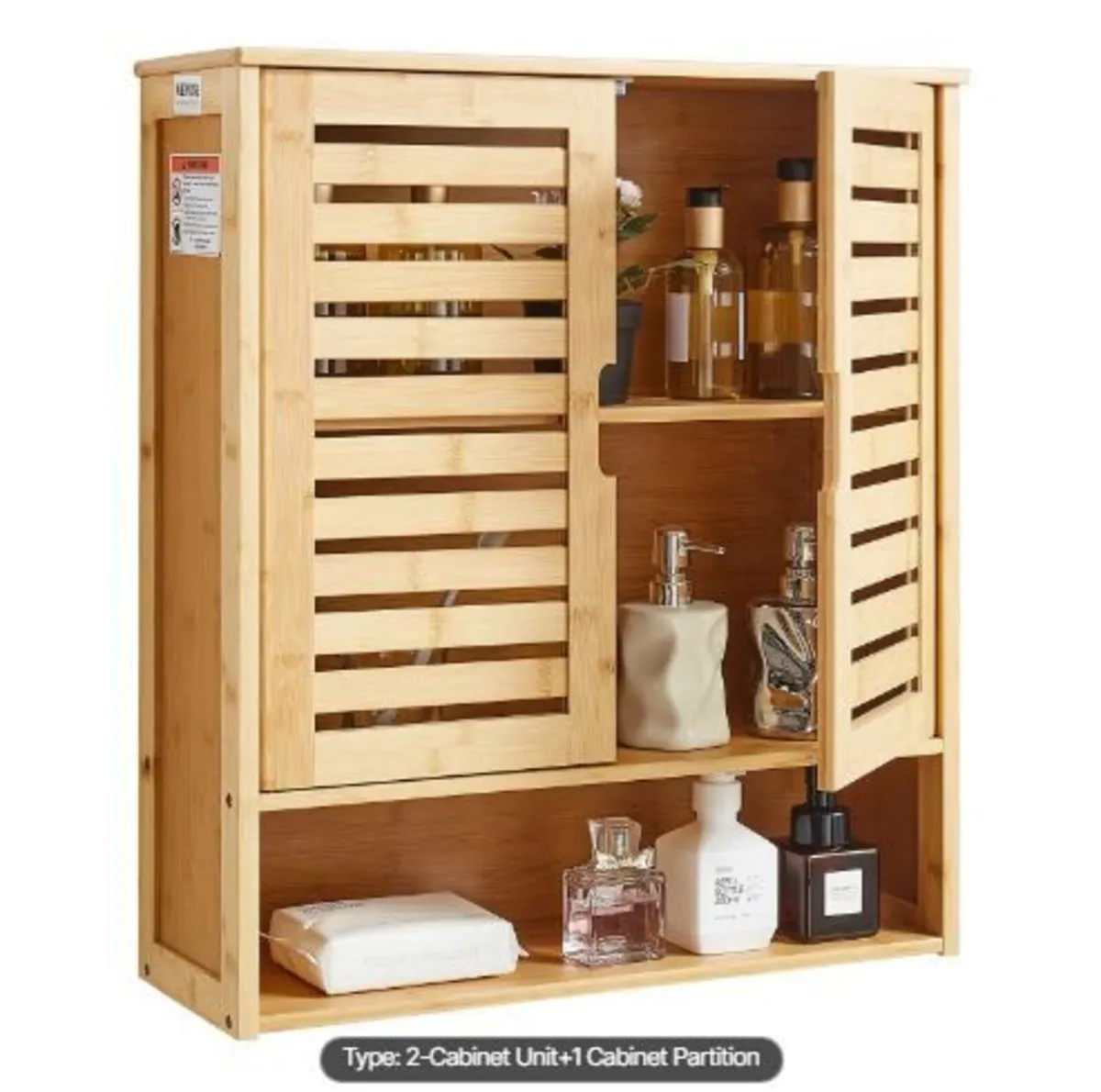 Bathroom Wall Cabinet, 2 Doors and Adjustable - Image 1