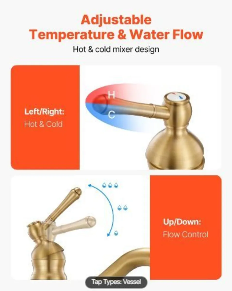 Single Handle Sink Faucet, - Image 2