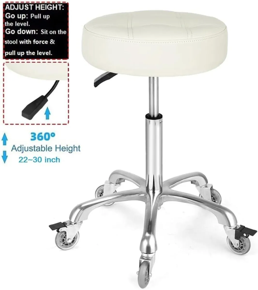 Adjustable Heavy Duty Stool Rolling Stools - Image 3