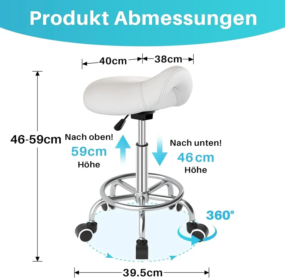 Stool Ergonomic Comfortable Rolling Chair - Image 2