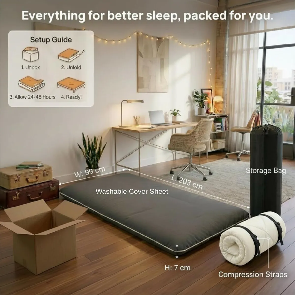 7 Layer Memory Foam Japanese Futon Mattress - Image 3