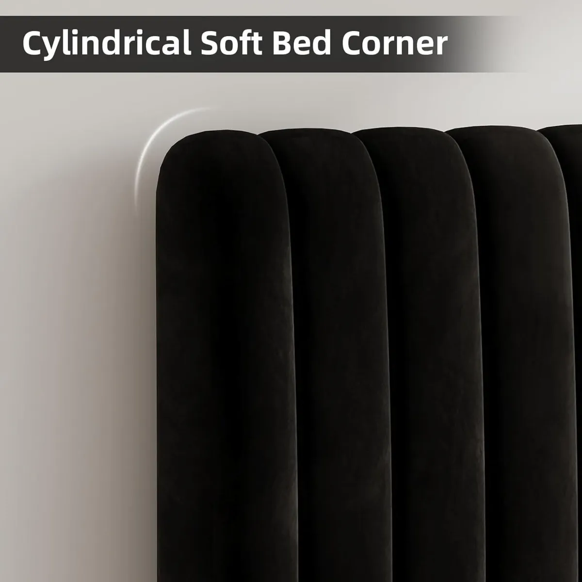 Bed Frame Upholstered with Velvet Headboard - Image 4