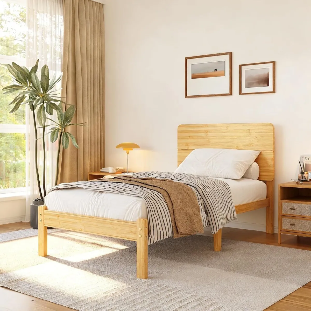 Wood Bed Frame with Headboard 14 Inch High - Image 1