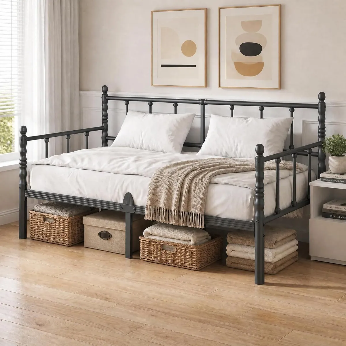Bed Frame with Headboard Metal Day Mattress Slide - Image 1