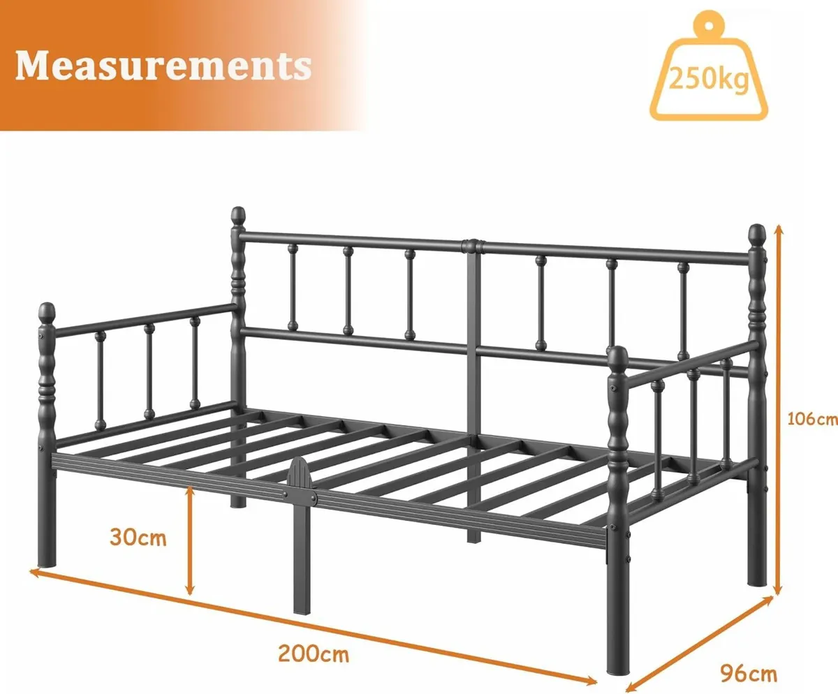 Bed Frame with Headboard Metal Day Mattress Slide - Image 2