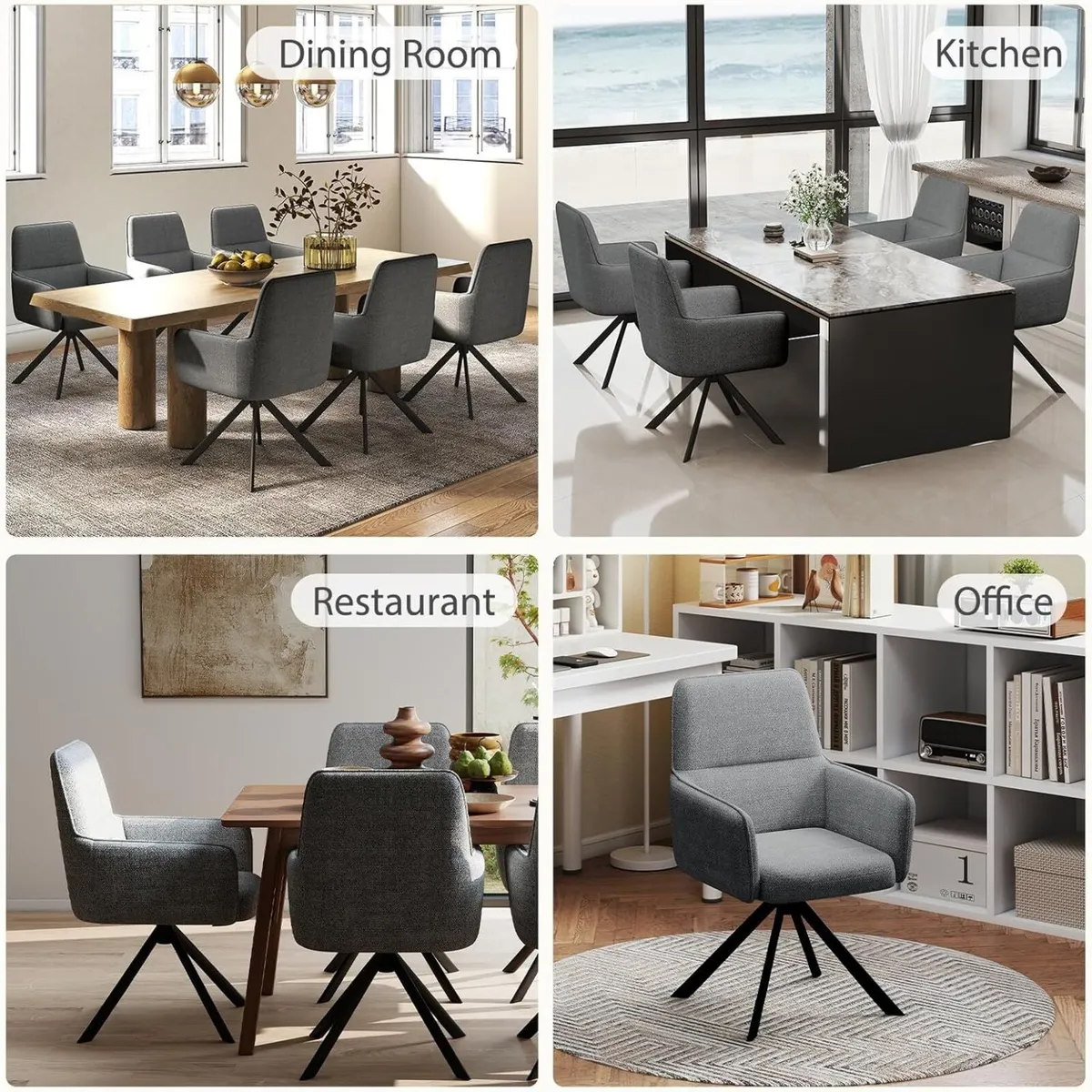 Swivel Dining Chairs with Armrests Upholstered - Image 4