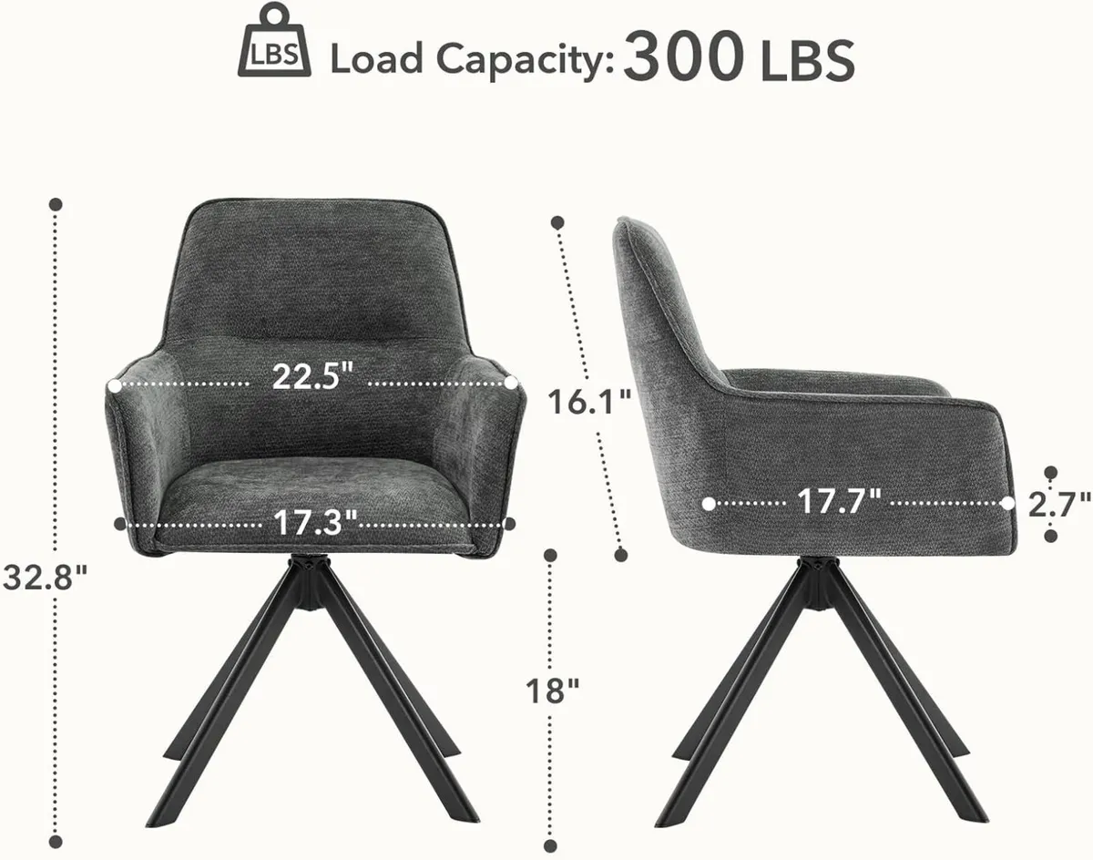 Swivel Dining Chairs with Armrests Upholstered - Image 2