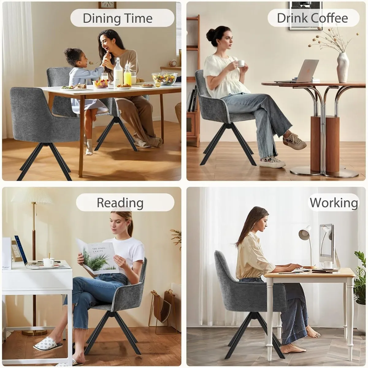Swivel Dining Chairs with Armrests Upholstered - Image 3