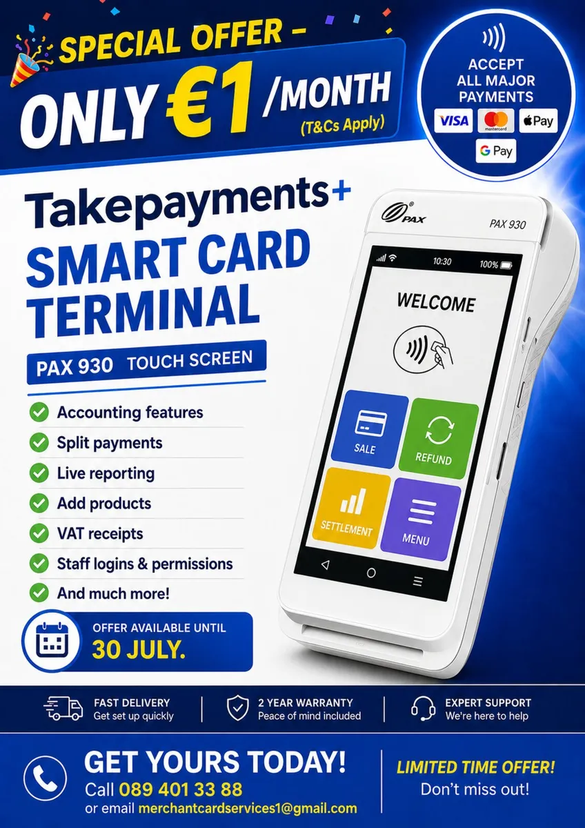Card Terminals only €1pm