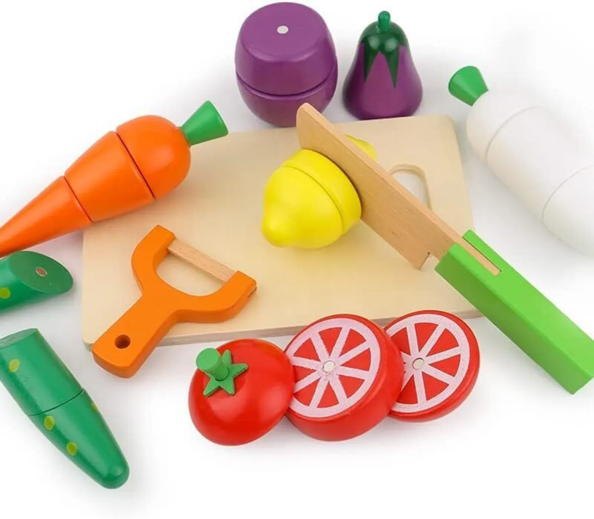 Wooden Play Food Toys Fruit and Vegetables Set - Image 2