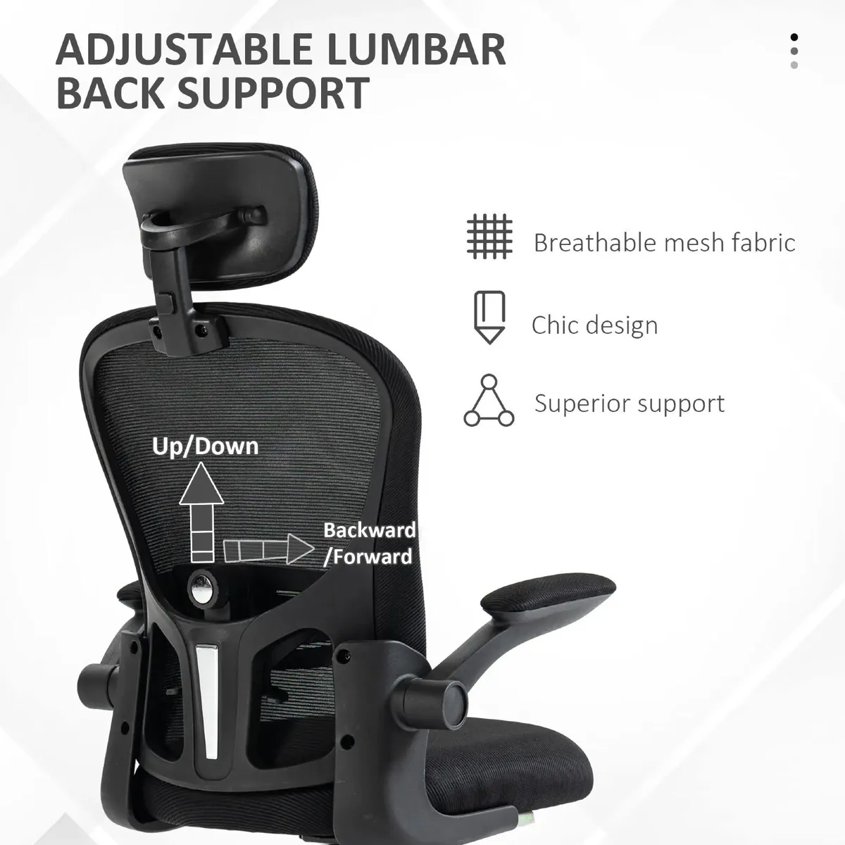 Office Chair Multi Adjustable with Lumbar Support, - Image 3