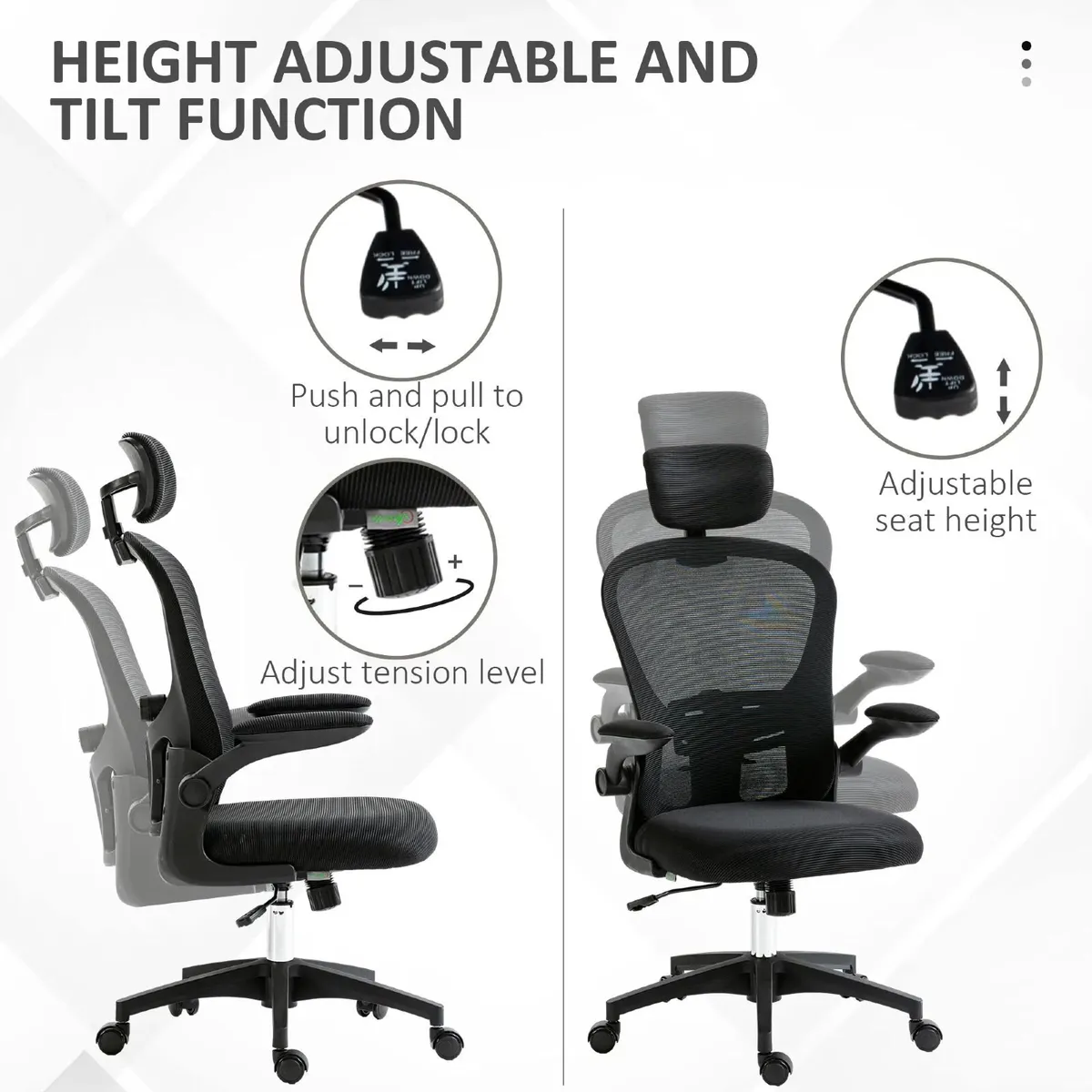 Office Chair Multi Adjustable with Lumbar Support, - Image 4