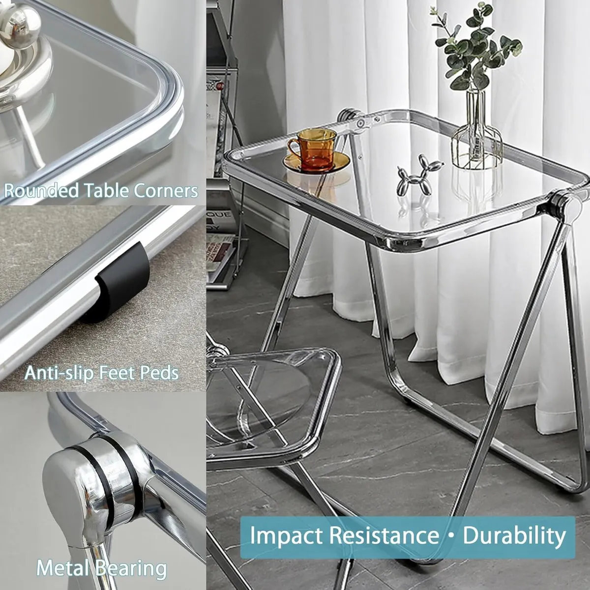 Acrylic Folding Table Space Saving Small Desk - Image 3