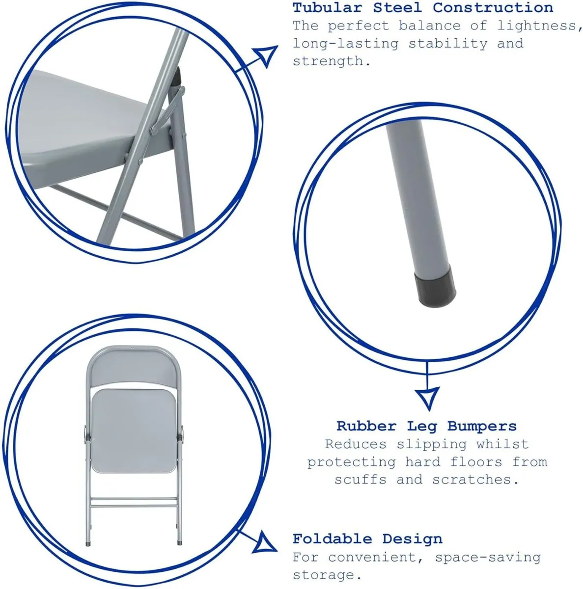 Metal Folding Chairs with Rubber Bumper Feet Pack - Image 4