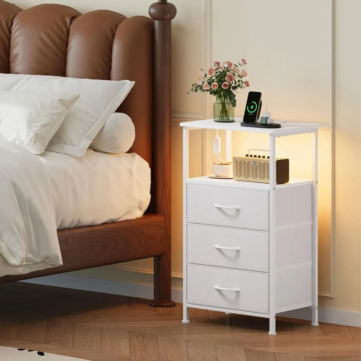 3 Drawers Chest of for Bedroom with Charging - Image 2