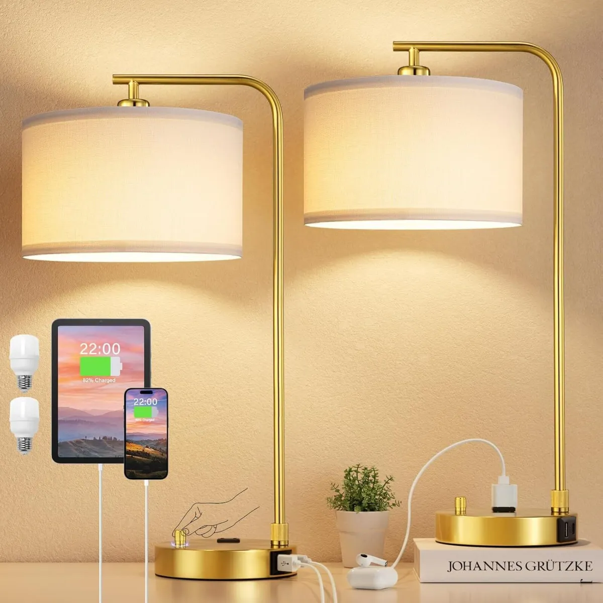 Bedside Table Lamps for Bedroom -Dimmable - Image 1