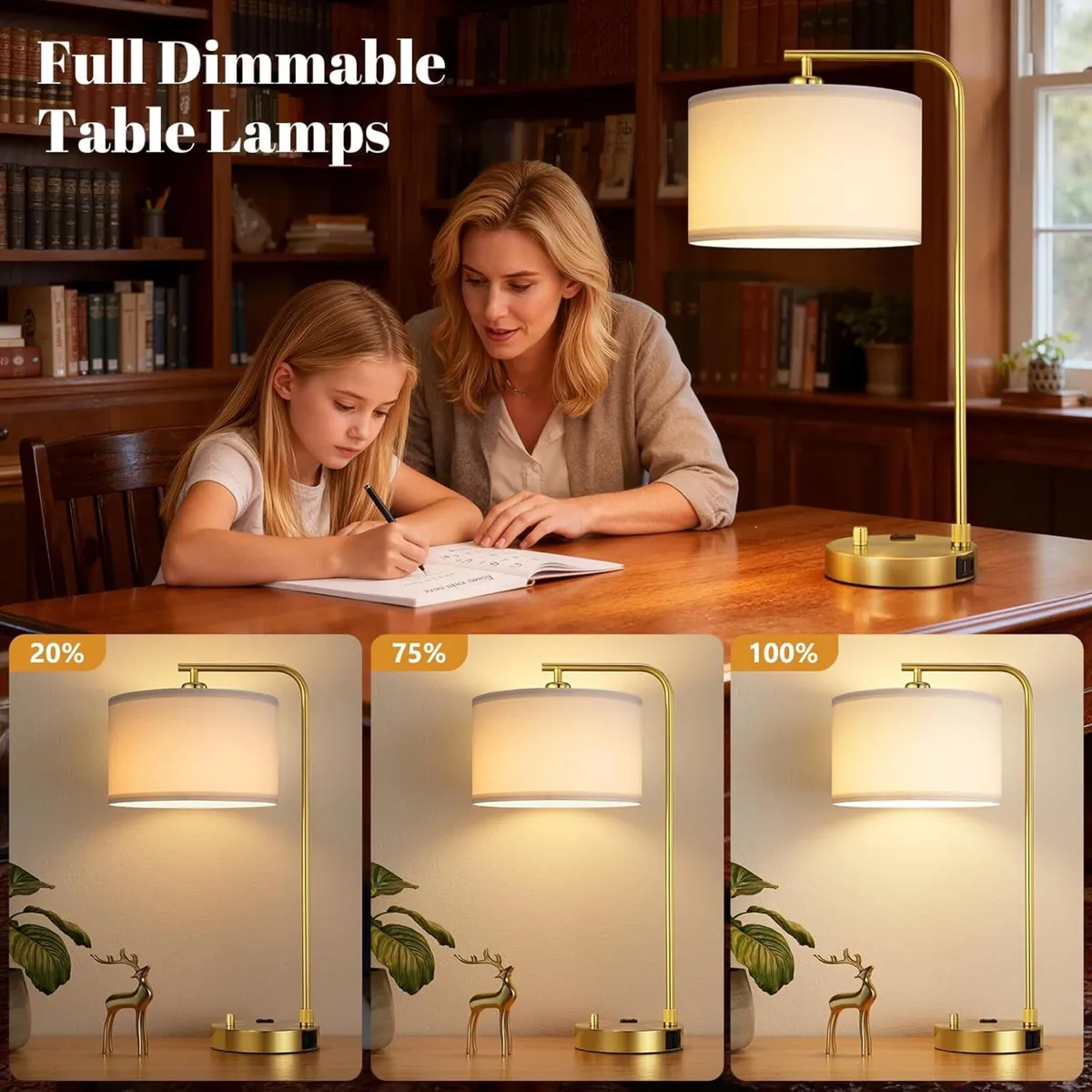 Bedside Table Lamps for Bedroom -Dimmable - Image 2
