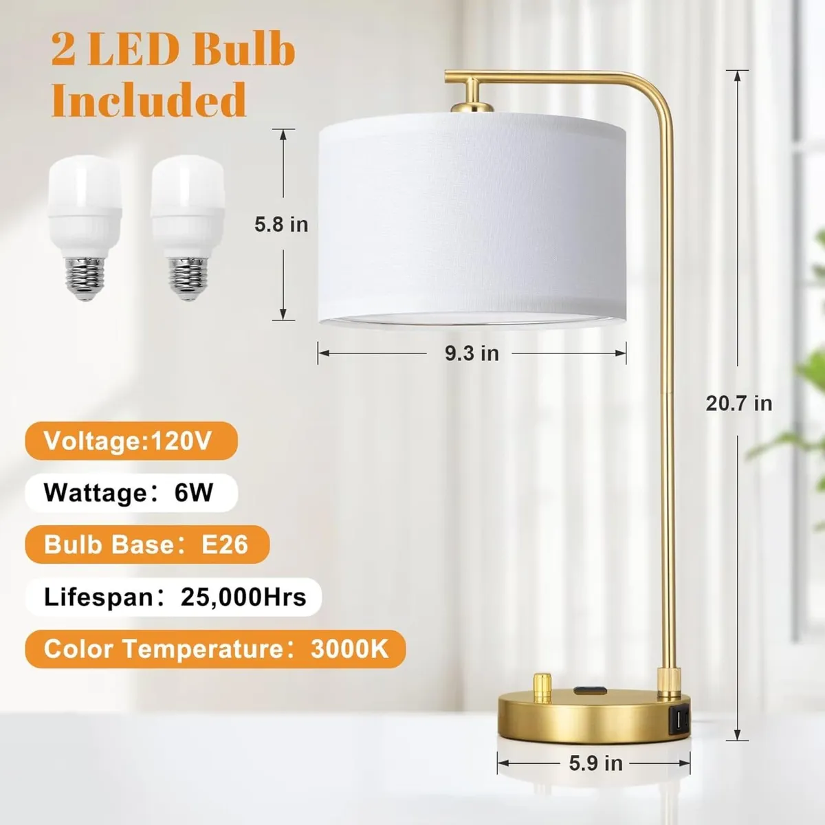 Bedside Table Lamps for Bedroom -Dimmable - Image 4
