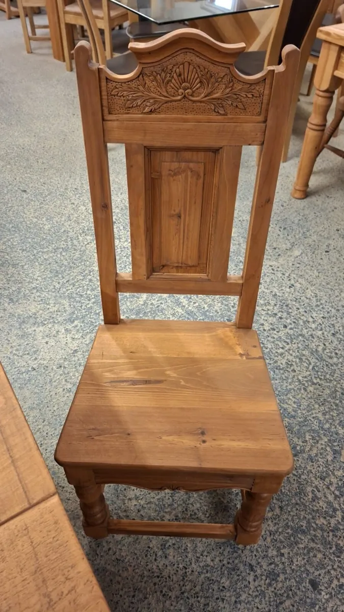 Vintage farmhouse table, 4 chairs, bench - Image 4