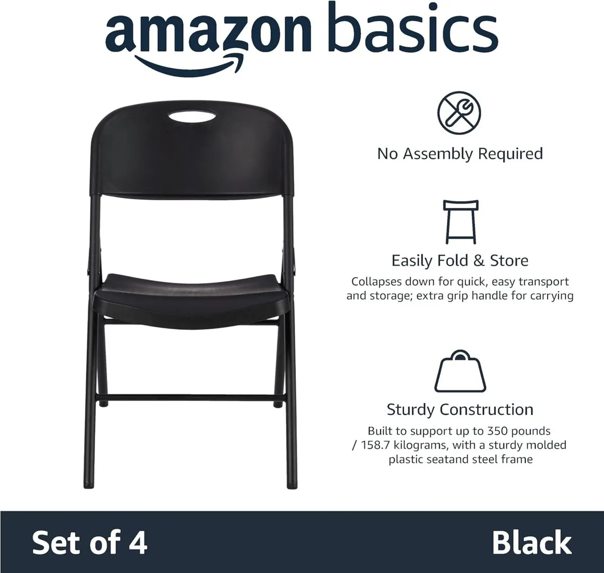 Plastic Metal Foldable Chairs Powder-Coated Steel - Image 3