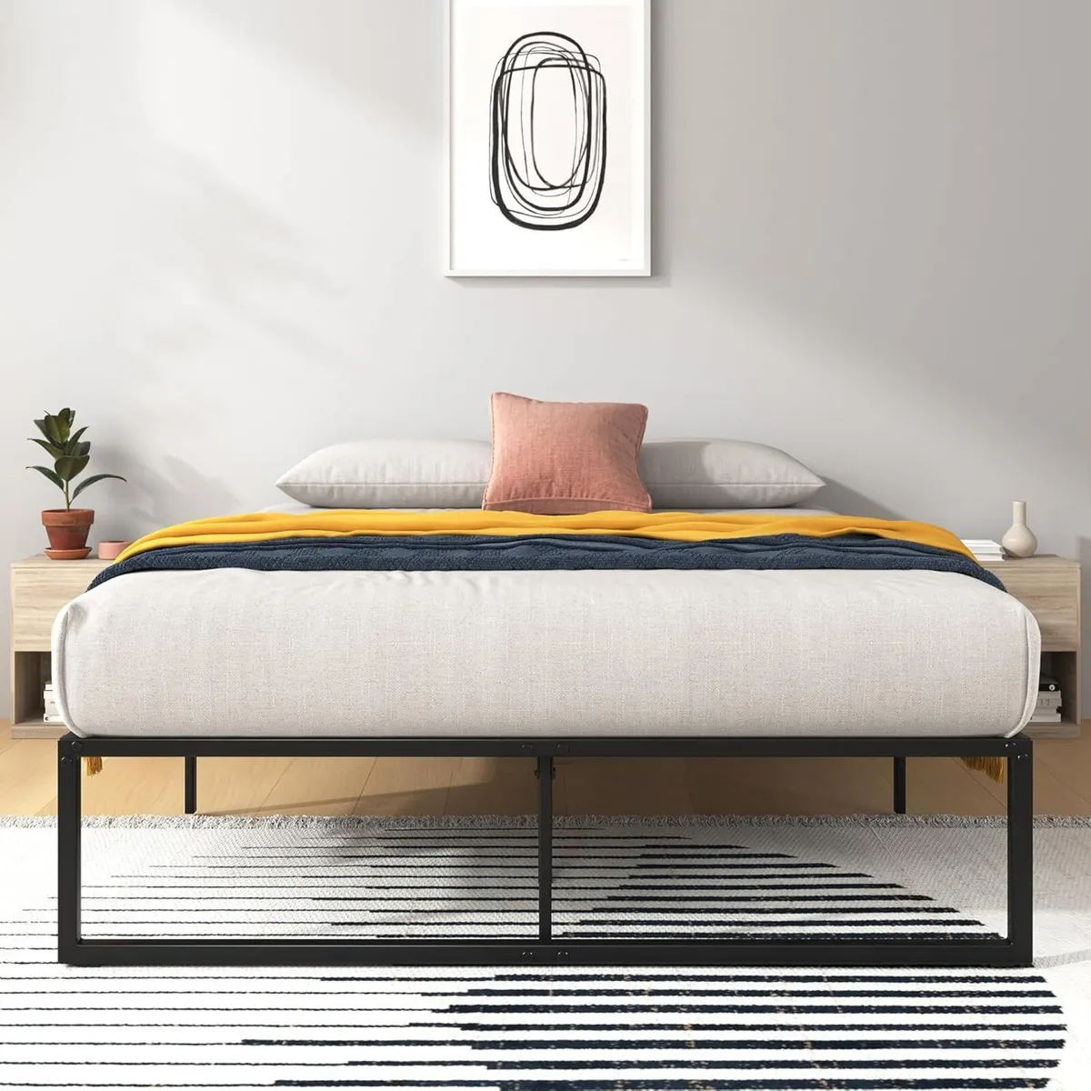 Bed Frame 14.2'' Height Metal Base with Steel - Image 1