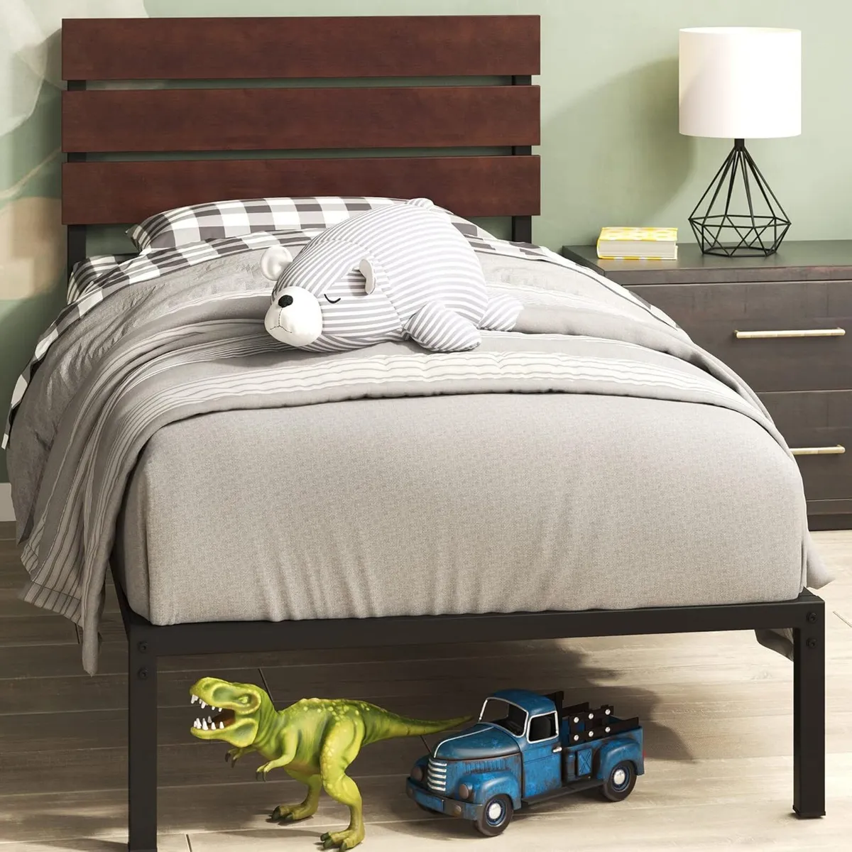 Bed Frame 31'' Height Sustainable Bamboo Metal - Image 1