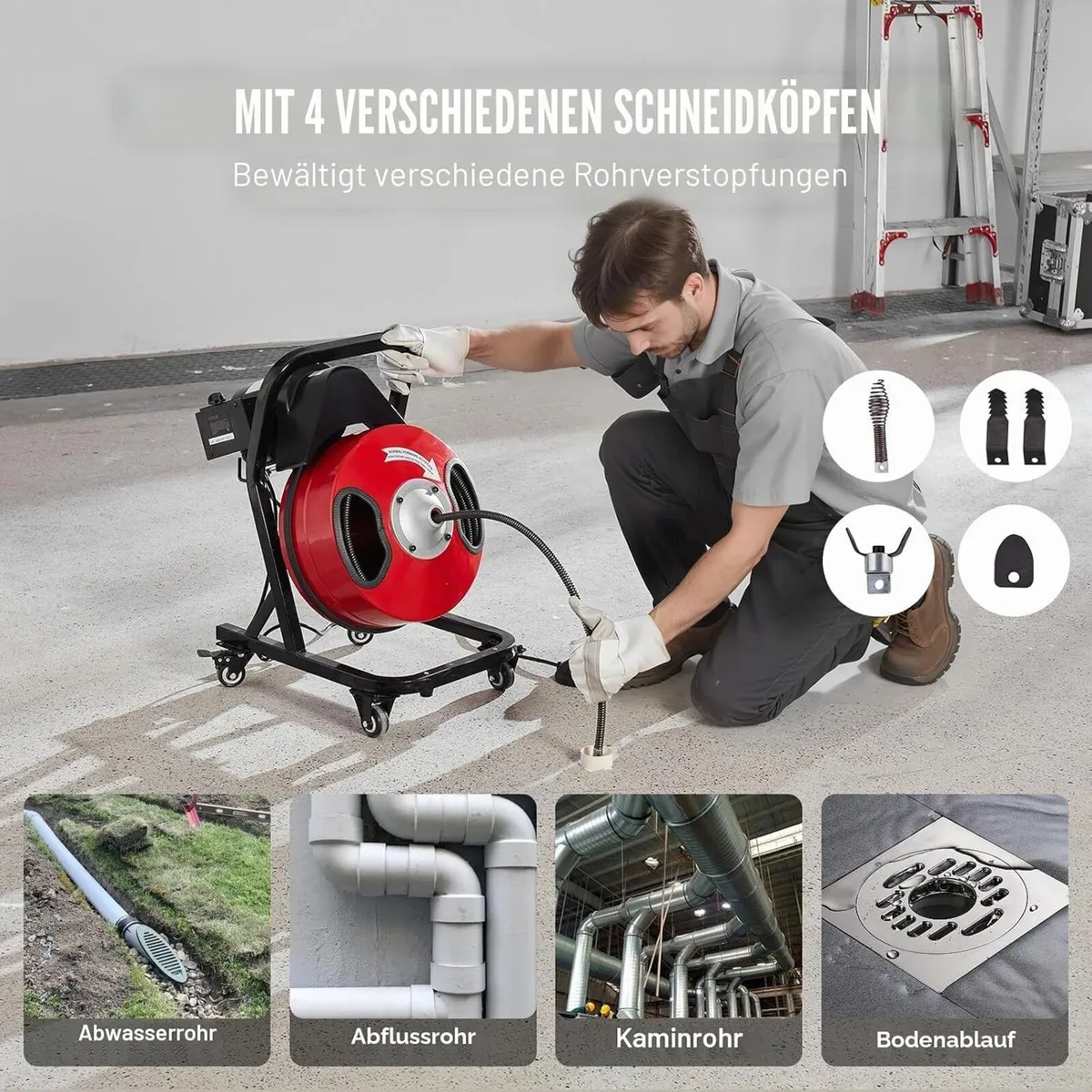 50ft * 1/2 250w Drain Pipe Cleaning Machine - Image 4