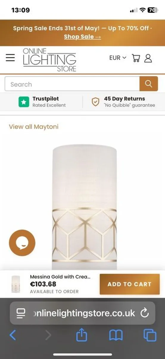 Maytoni gold wall lightsx 2 . Brand new in box - Image 1
