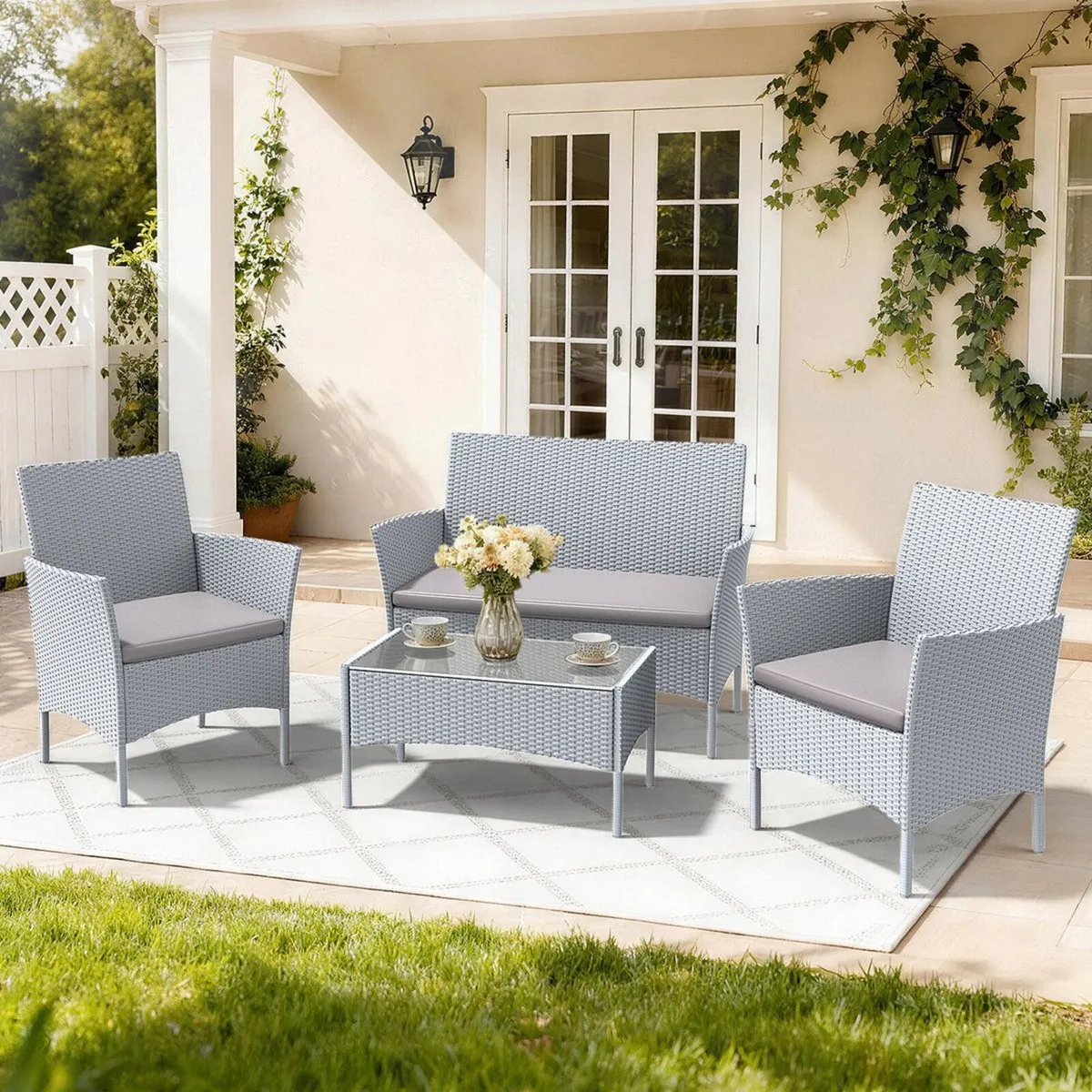 4 Person Rattan Wicker Sofa Set - Image 1