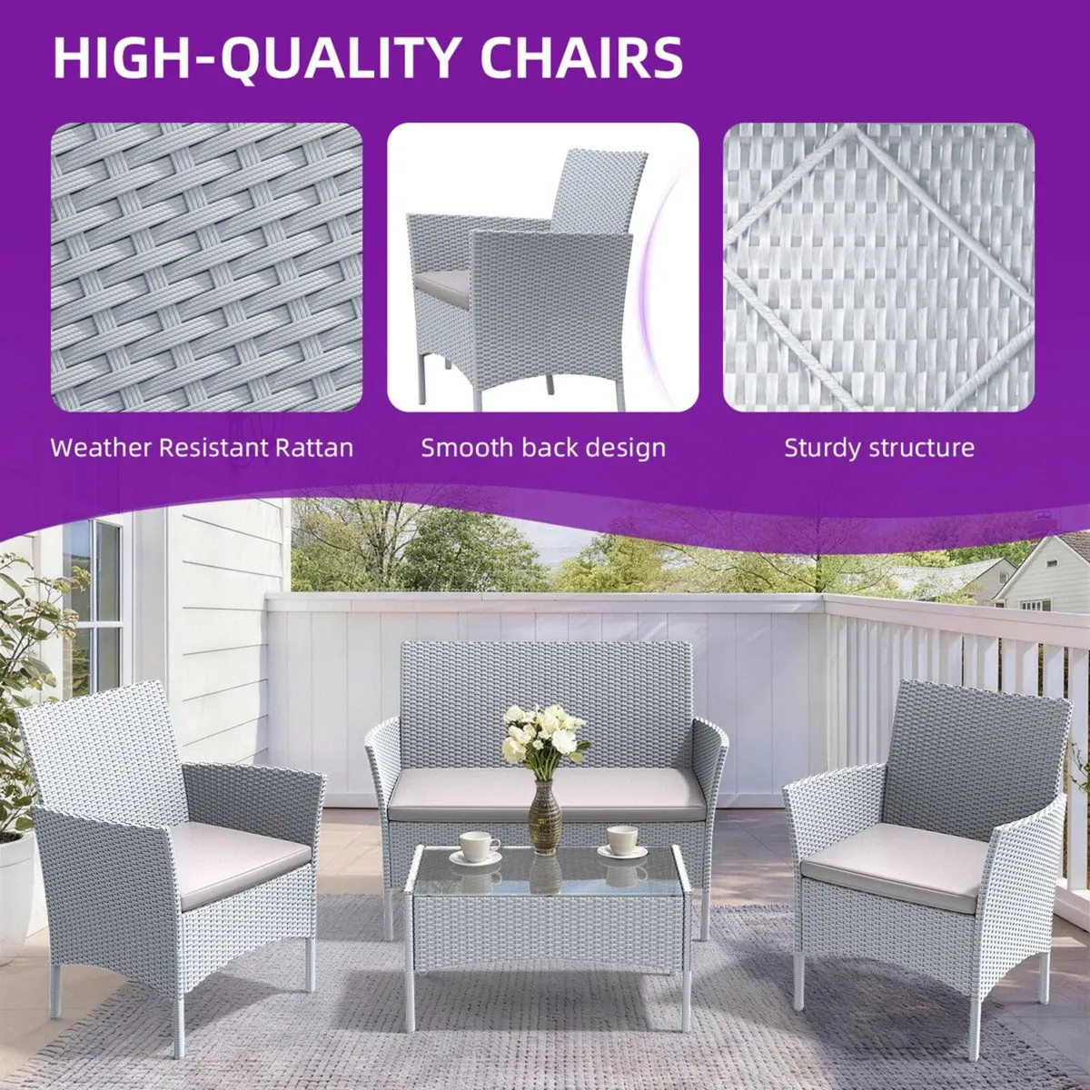 4 Person Rattan Wicker Sofa Set - Image 3