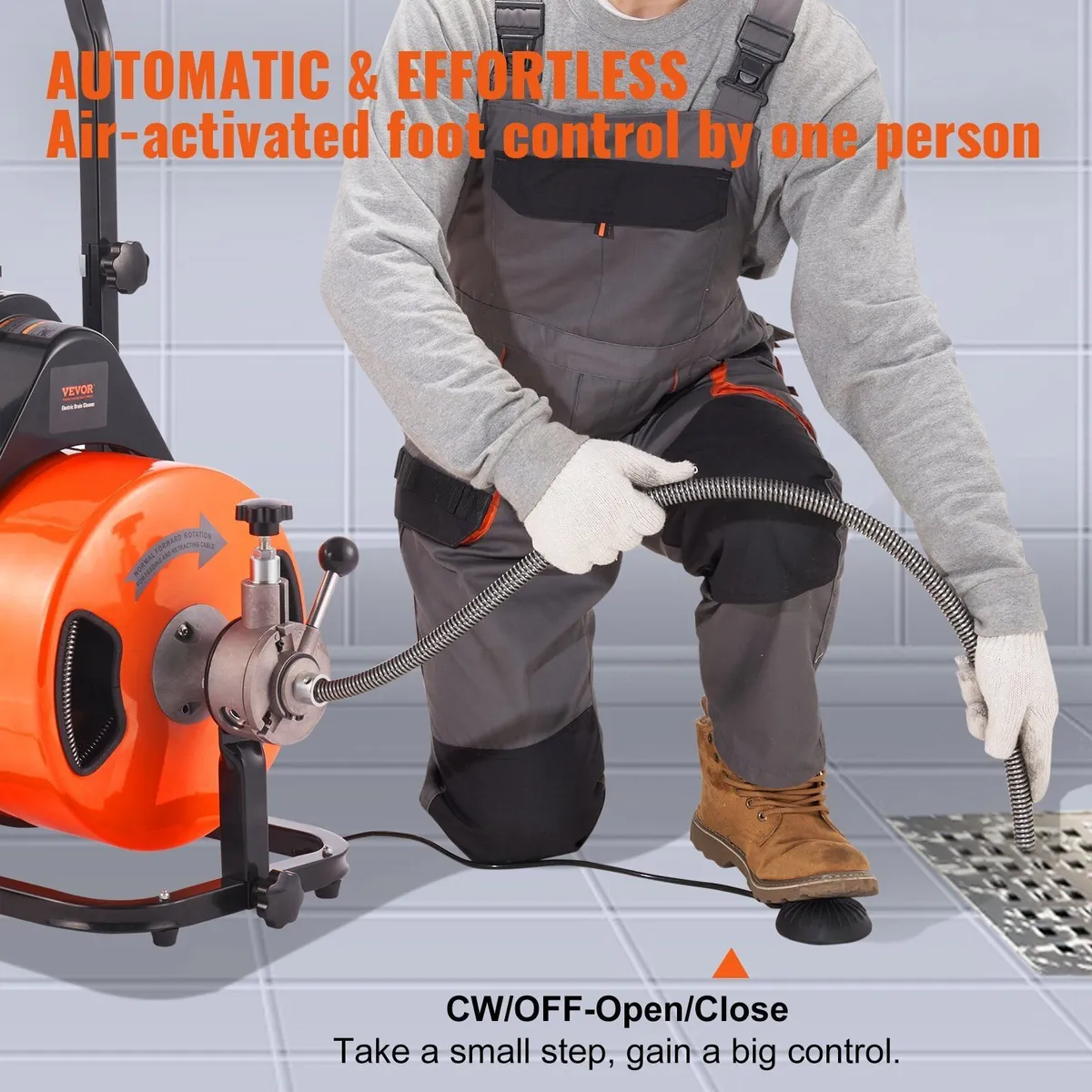 75FT * 3/8 Inch 250W Drain Pipe Cleaning Machine - Image 4