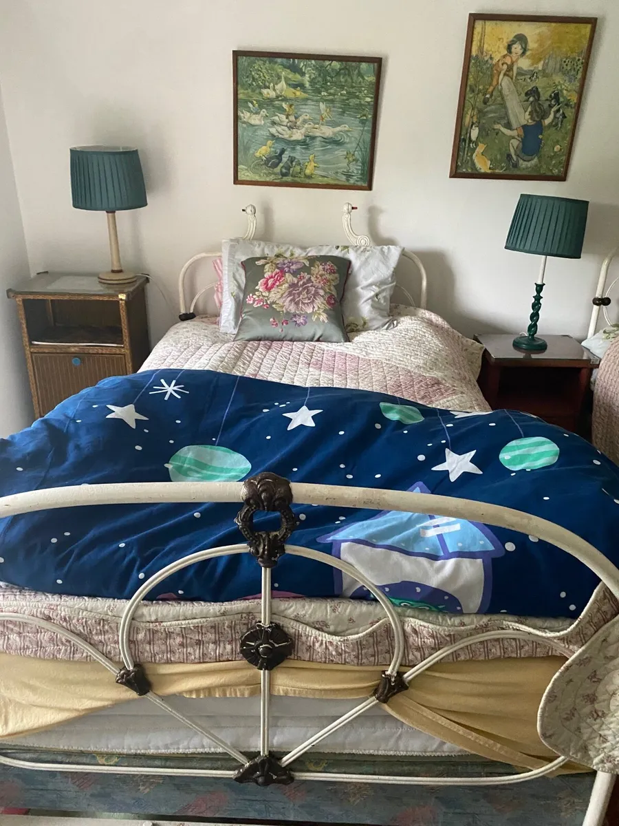 2 Antique Wrought Iron Beds - Image 2