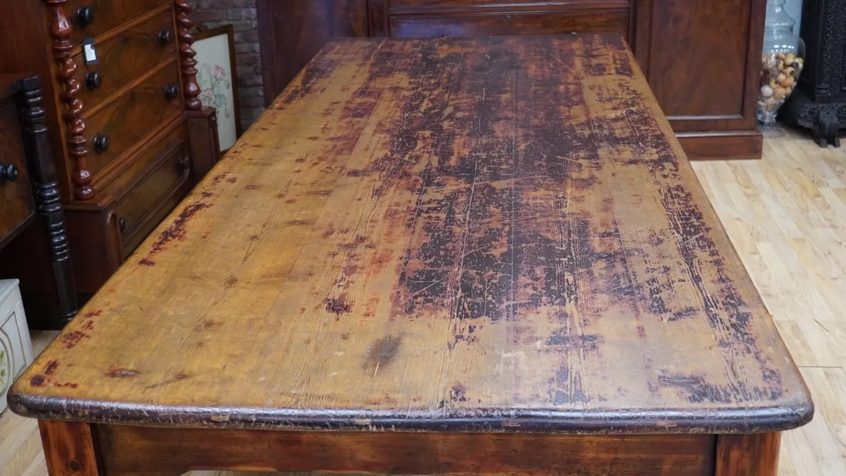 Large Victorian Pine Farmhouse Dining Table - Image 4