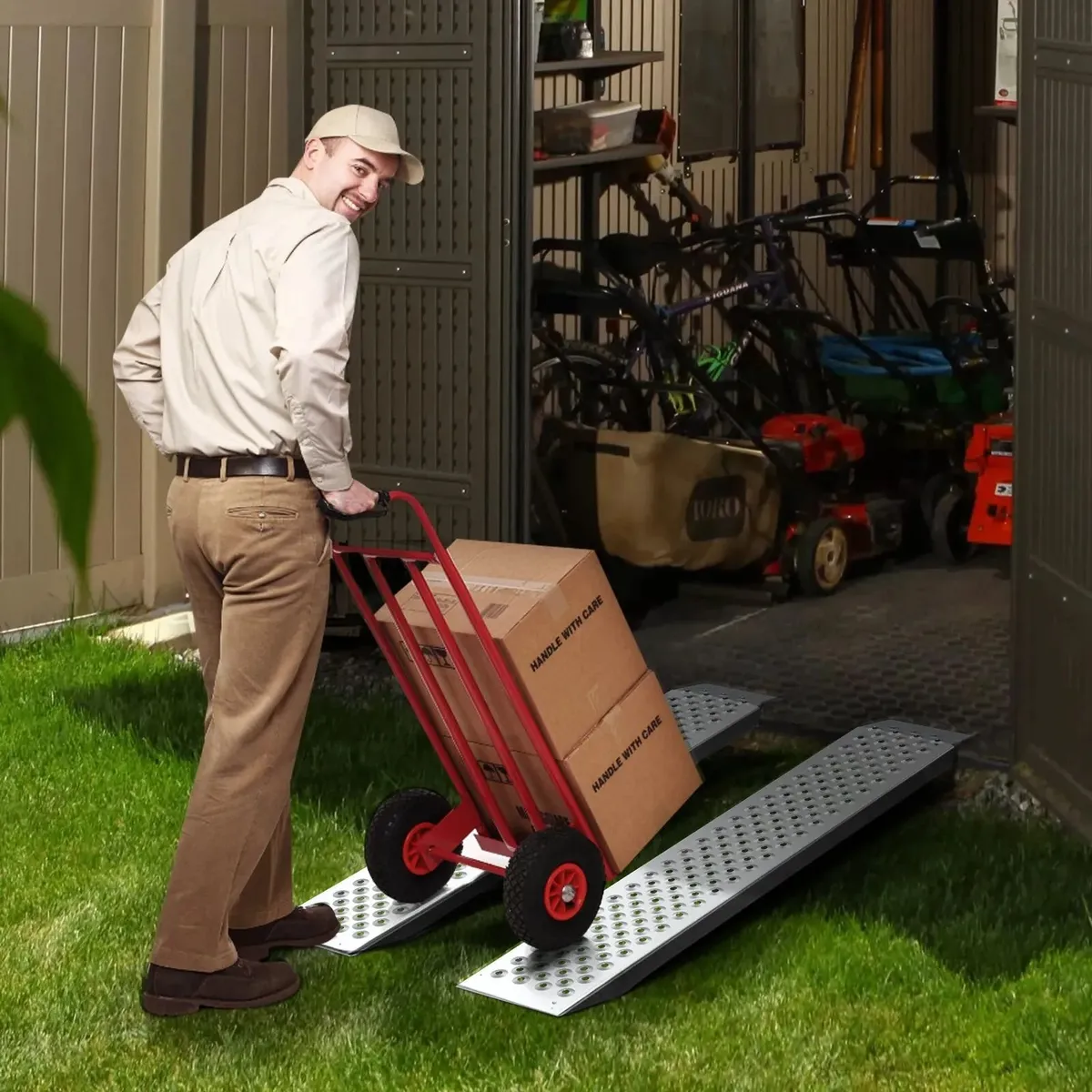 Portable Loading Ramps 2 Pcs Durable Aluminum Shed - Image 2