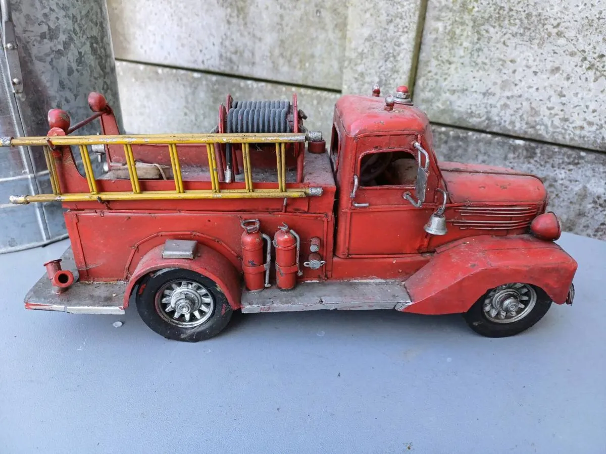 Large Collectible Metal Fire Truck - Image 1