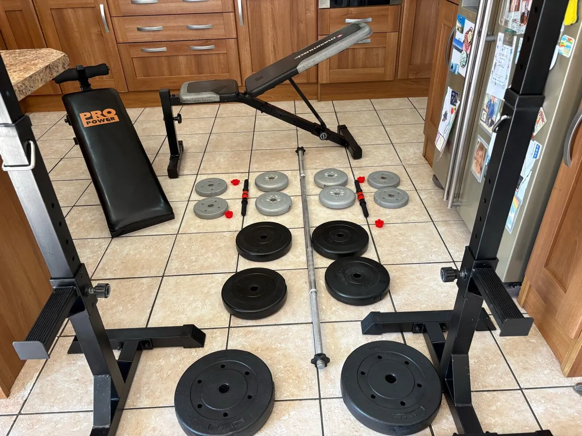 WEIGHT BENCH, SQUAT RACK, ABS BENCH, WEIGHTS, BARS - Image 2