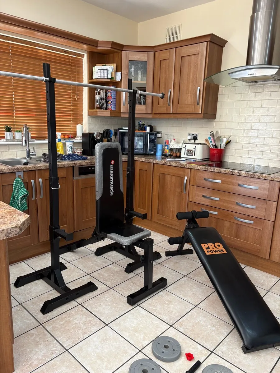 WEIGHT BENCH, SQUAT RACK, ABS BENCH, WEIGHTS, BARS - Image 3