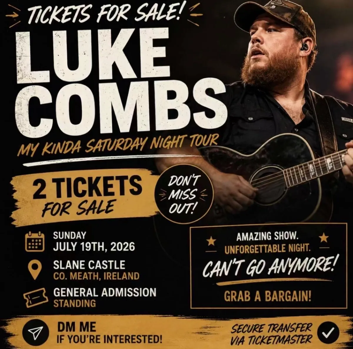 Luke combs Slane 19th July x2