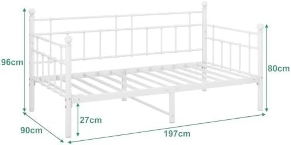 3ft Sofa Bed Steel Slats Platform Bed Frame 90x190 - Image 2