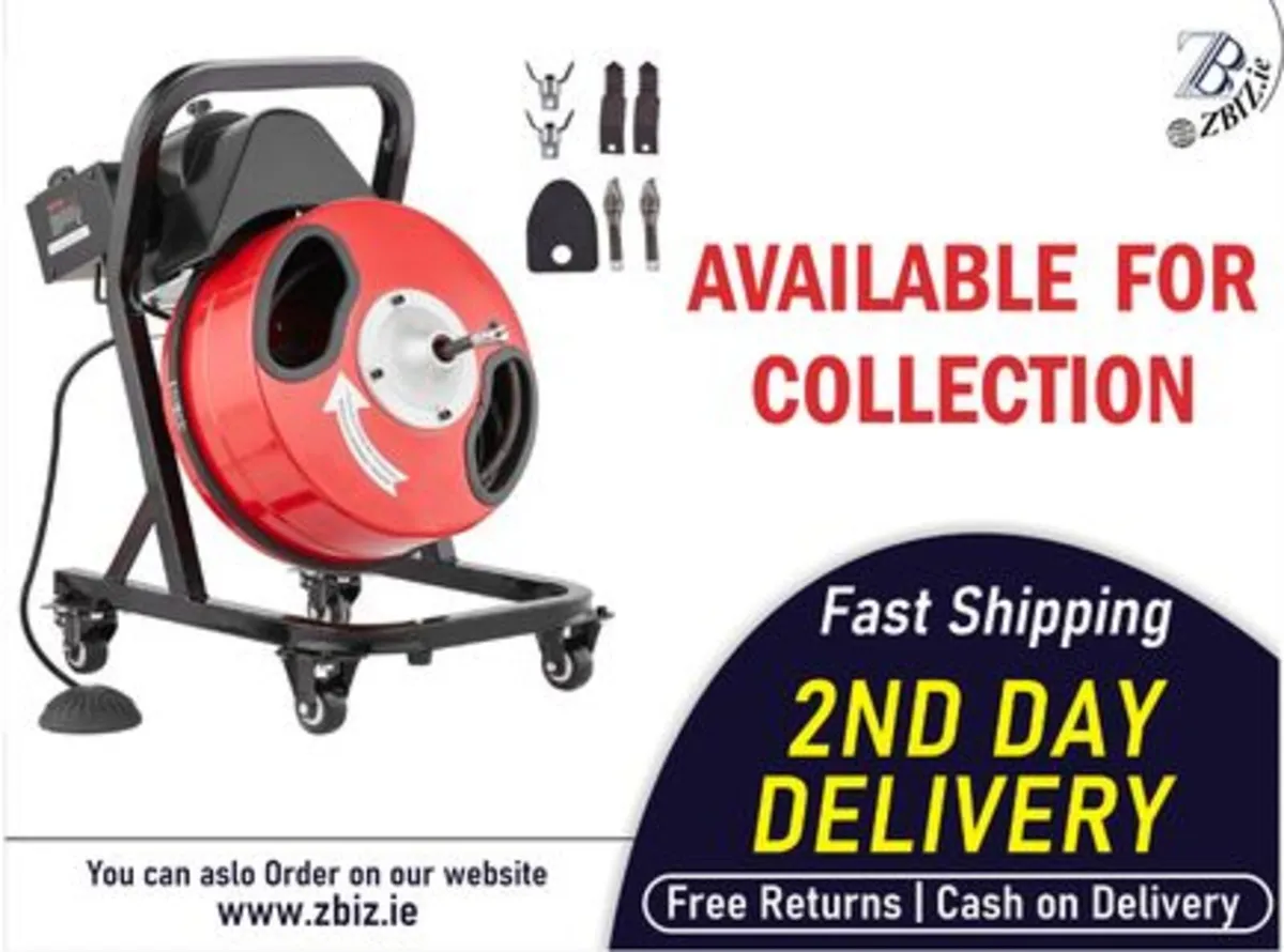 50 FT x 1/2 Inch Drain Pipe Cleaning Machine - Image 1