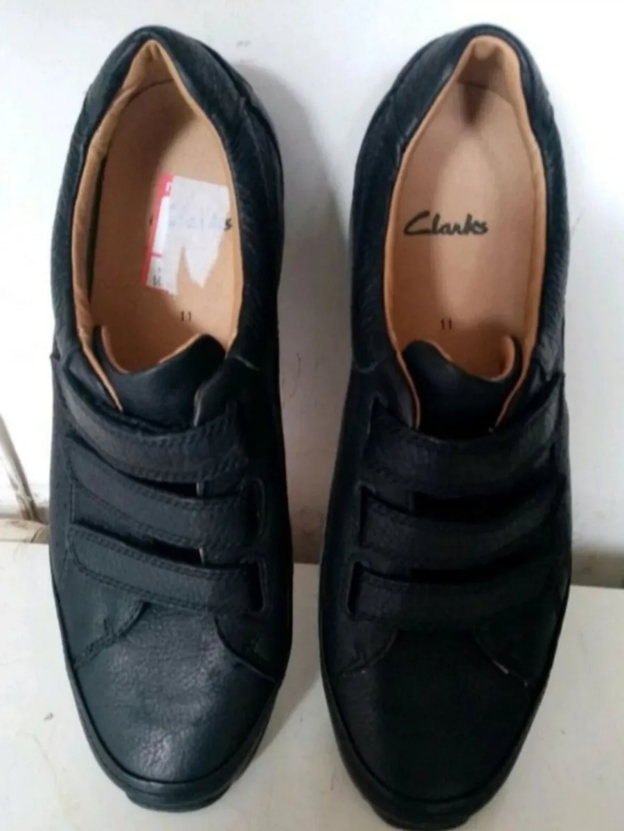 Clarks Velcro Close Black Mens Shoes - Image 3
