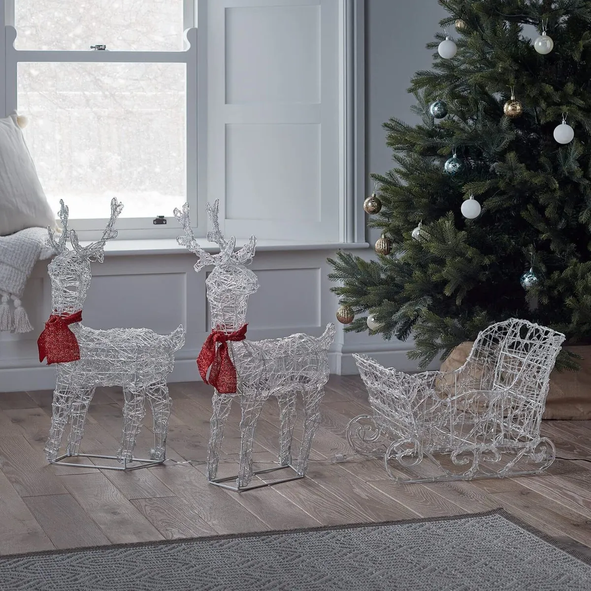 Reinder nd Sleigh Acrylic Light up Figure Garden - Image 4