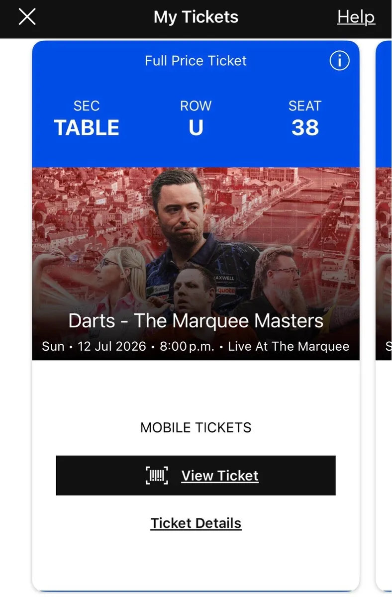 Darts masters at the marquee table tickets - Image 1