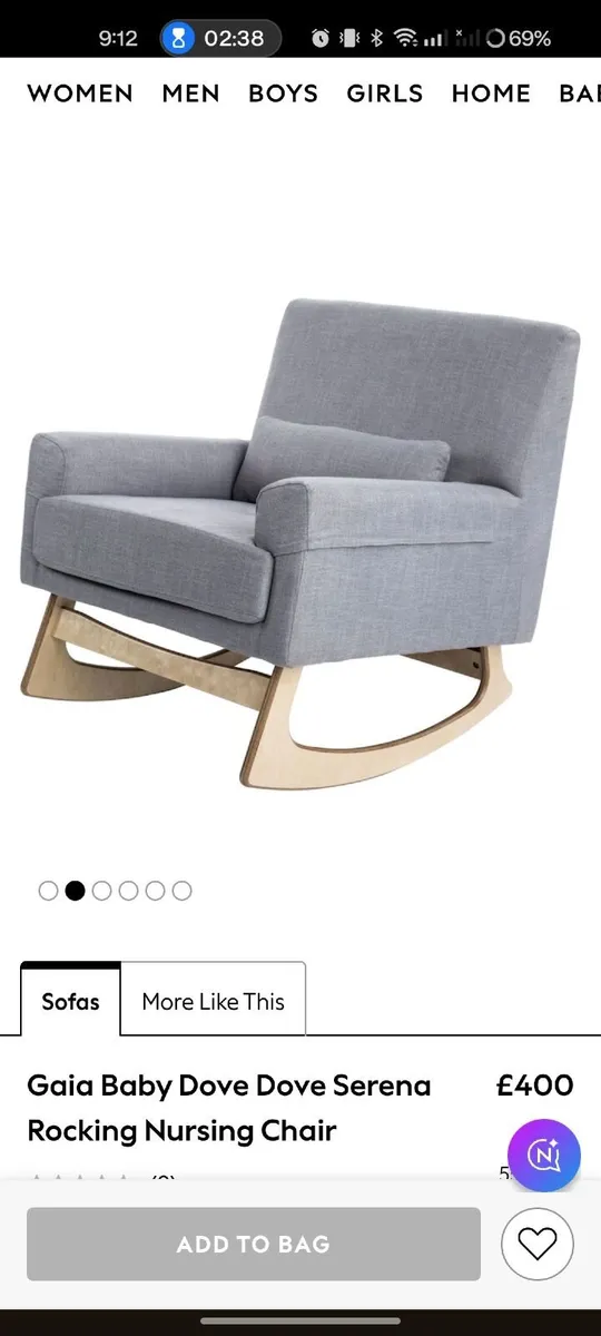 Gaia Baby Dove Serena Rocking Nursing Chair - Image 2